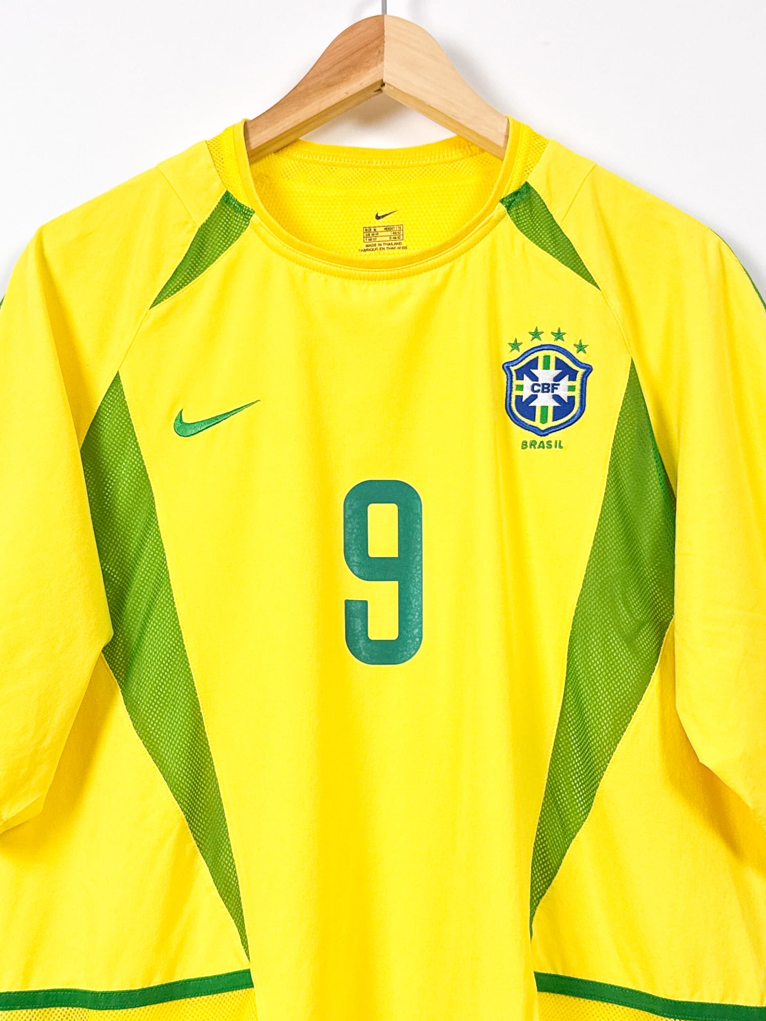 Maillot Brésil 2002 Home (M) RONALDO #9 Player Issue