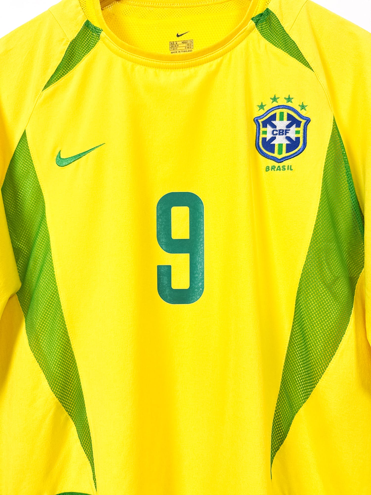 Maillot Brésil 2002 Home (M) RONALDO #9 Player Issue