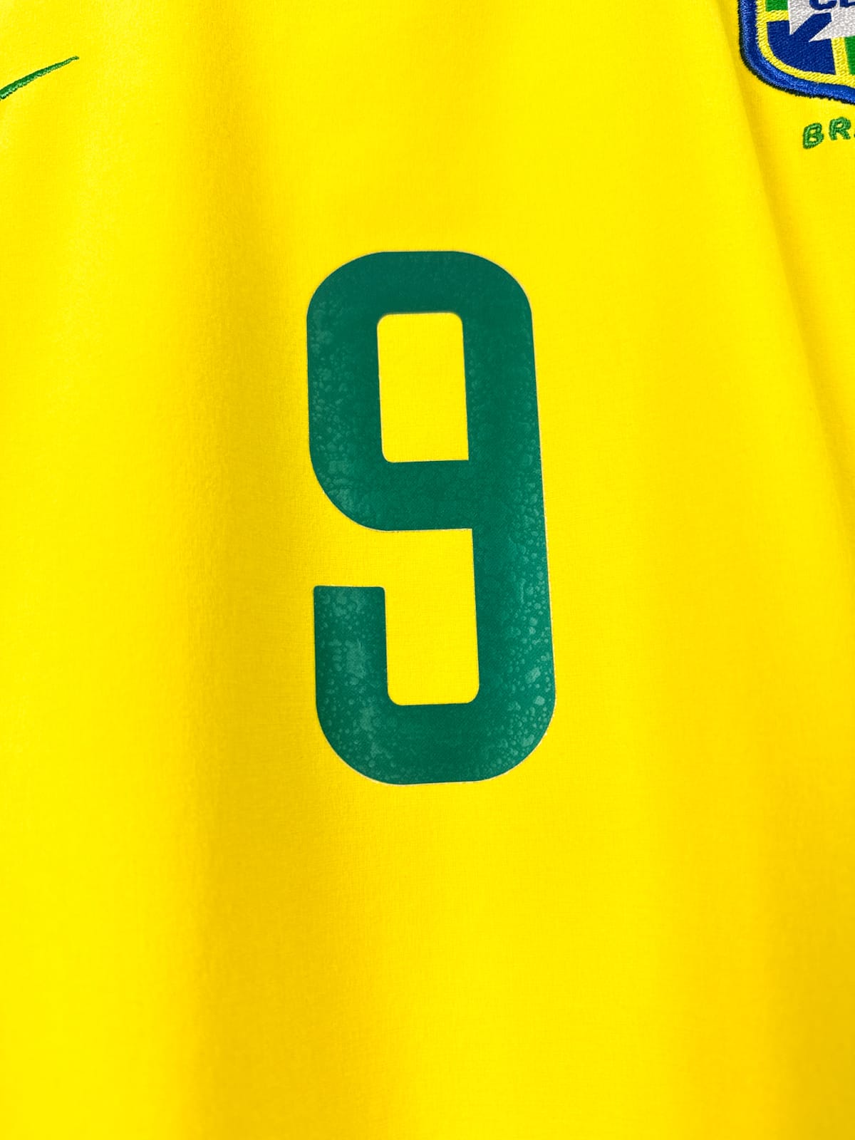 Maillot Brésil 2002 Home (M) RONALDO #9 Player Issue