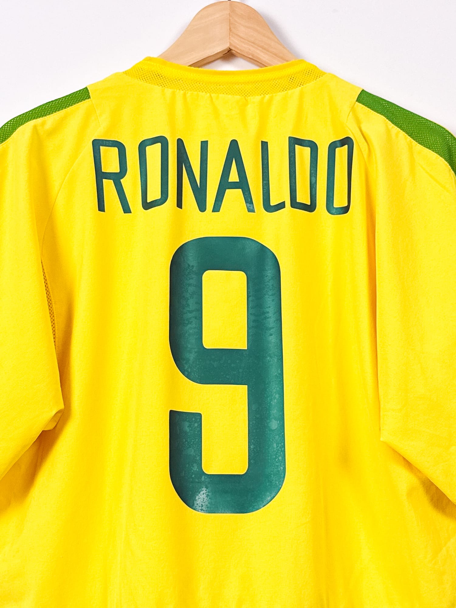 Maillot Brésil 2002 Home (M) RONALDO #9 Player Issue