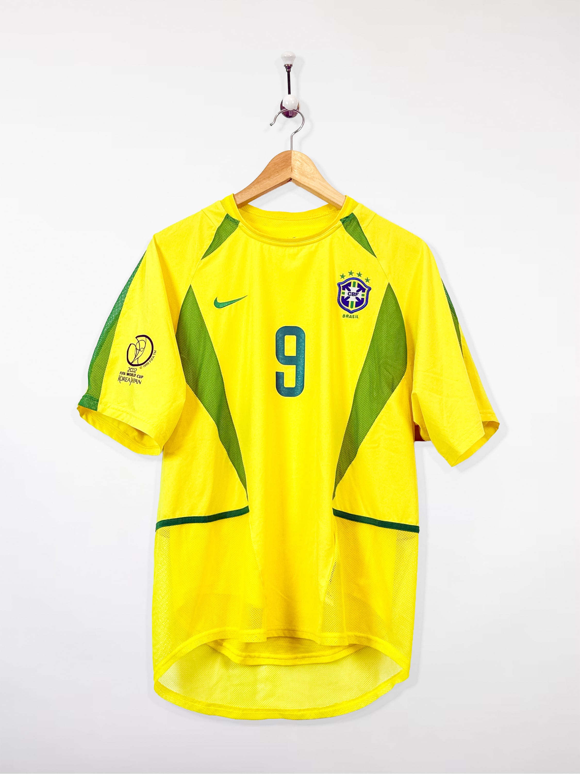 Maillot Brésil 2002 Home (M) RONALDO #9 Player Issue