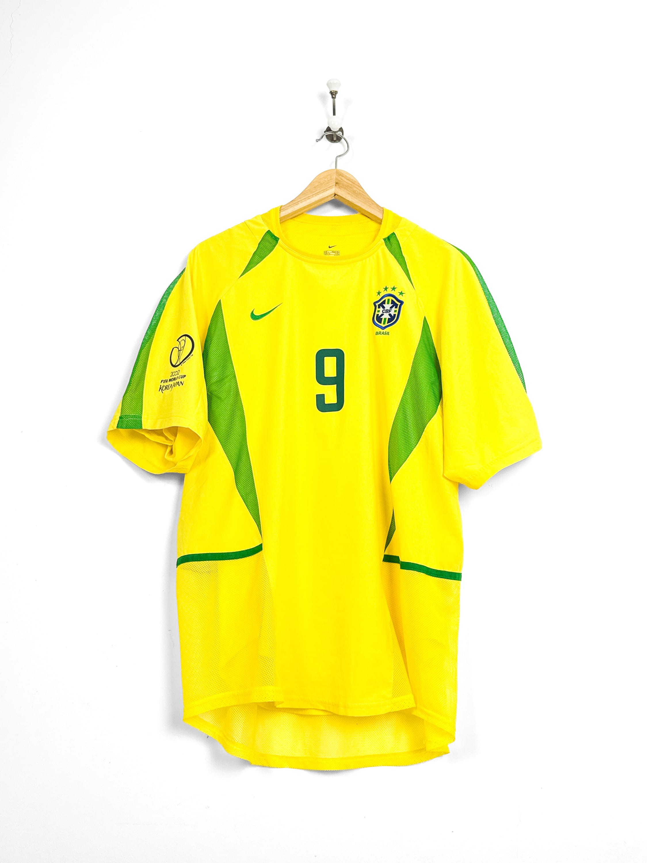 Maillot Brésil 2002 Home (L) RONALDO #9 Player Issue