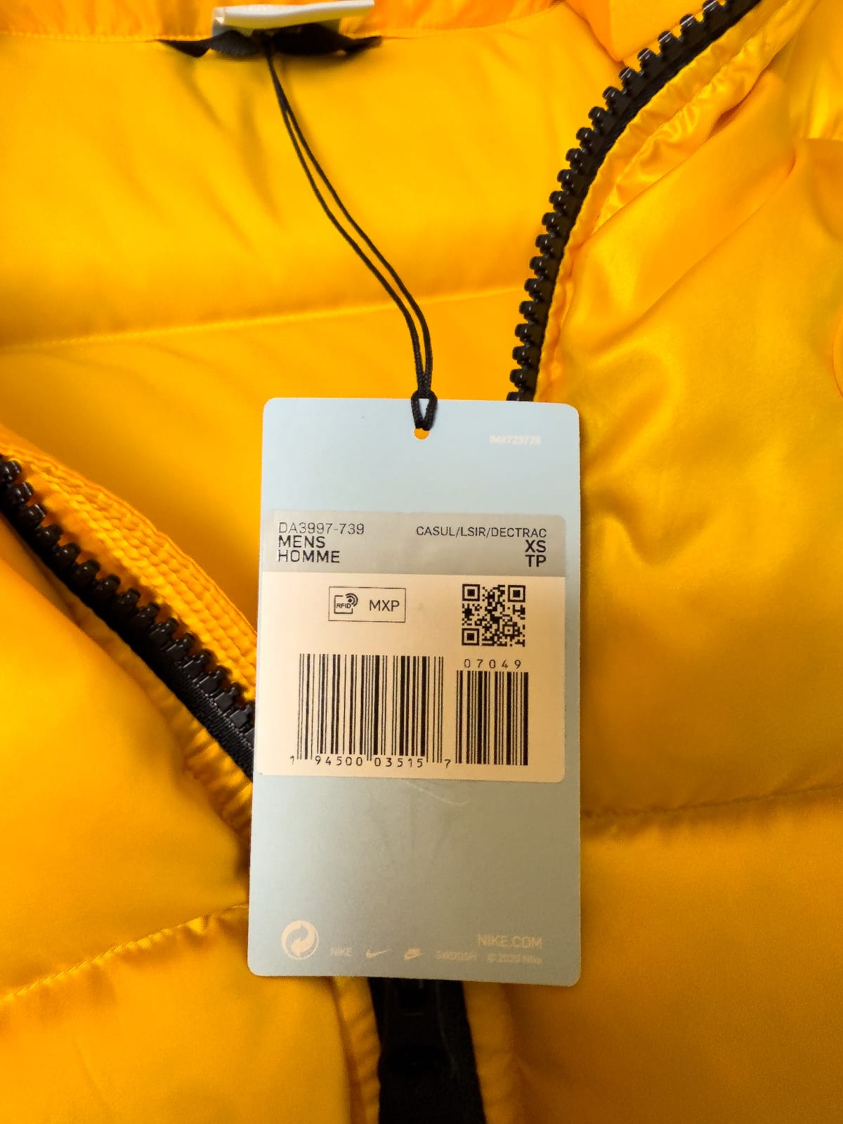 Nike x NOCTA Sunset Puffer Yellow Down Jacket BNWT