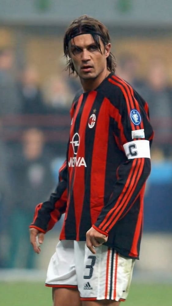 Maillot AC Milan 2003/04 Home (L) MALDINI #3 L/S UCL